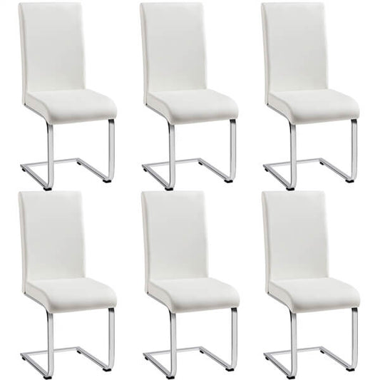 Faux Leather Dining Chairs, Set of 6, with Silver-Plated Legs — side view