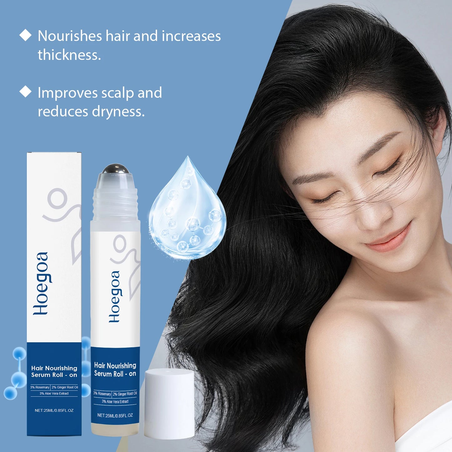 Premium Hair Growth Serum for Follicle Nourishment and Scalp Health - Essential Oil Roller for Smoothing Dry and Frizzy Hair