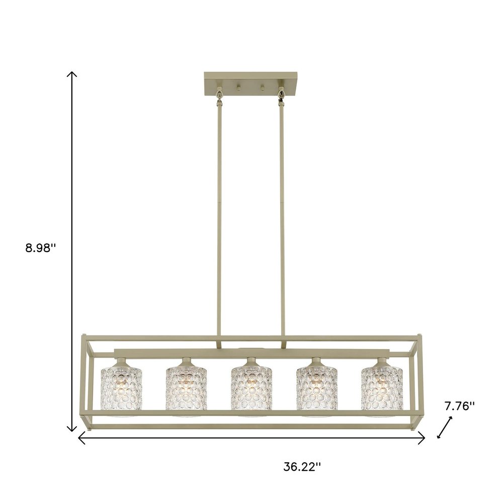 Silver Five-Light Dimmable Chandelier with Clear Shades for Kitchen Is