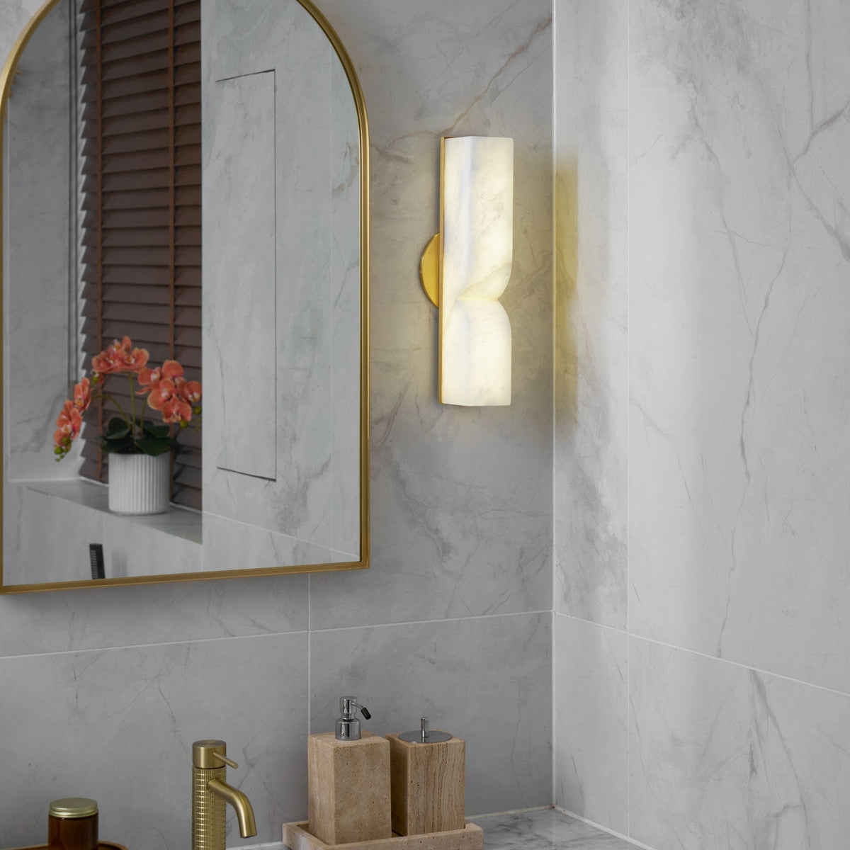 Alabaster Wall Sconce with Adjustable Light Direction