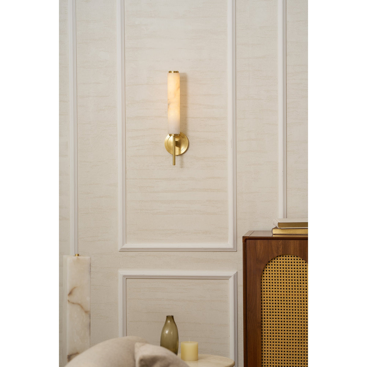 Alabaster Wall Sconce with Adjustable Brightness