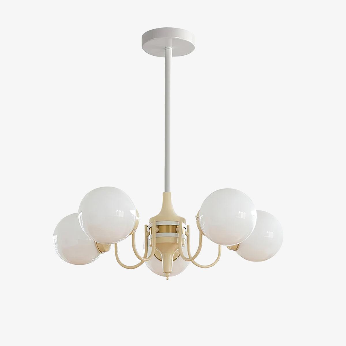 Cream Ball Chandelier with Adjustable Lighting