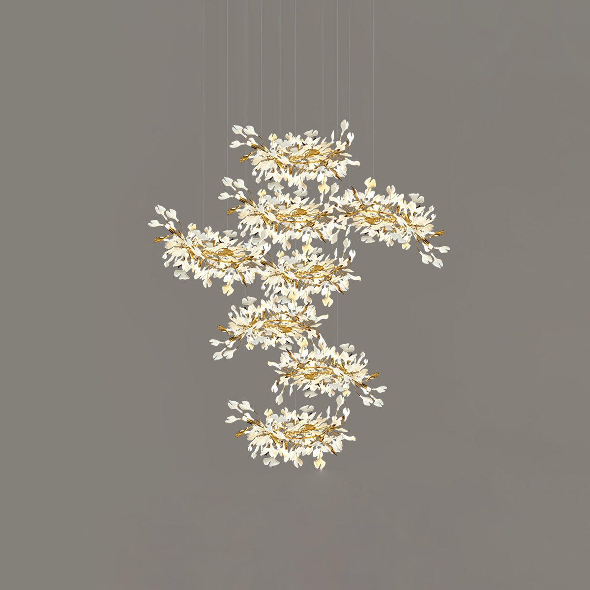 Gingko Leaves Chandelier with Adjustable Brightness