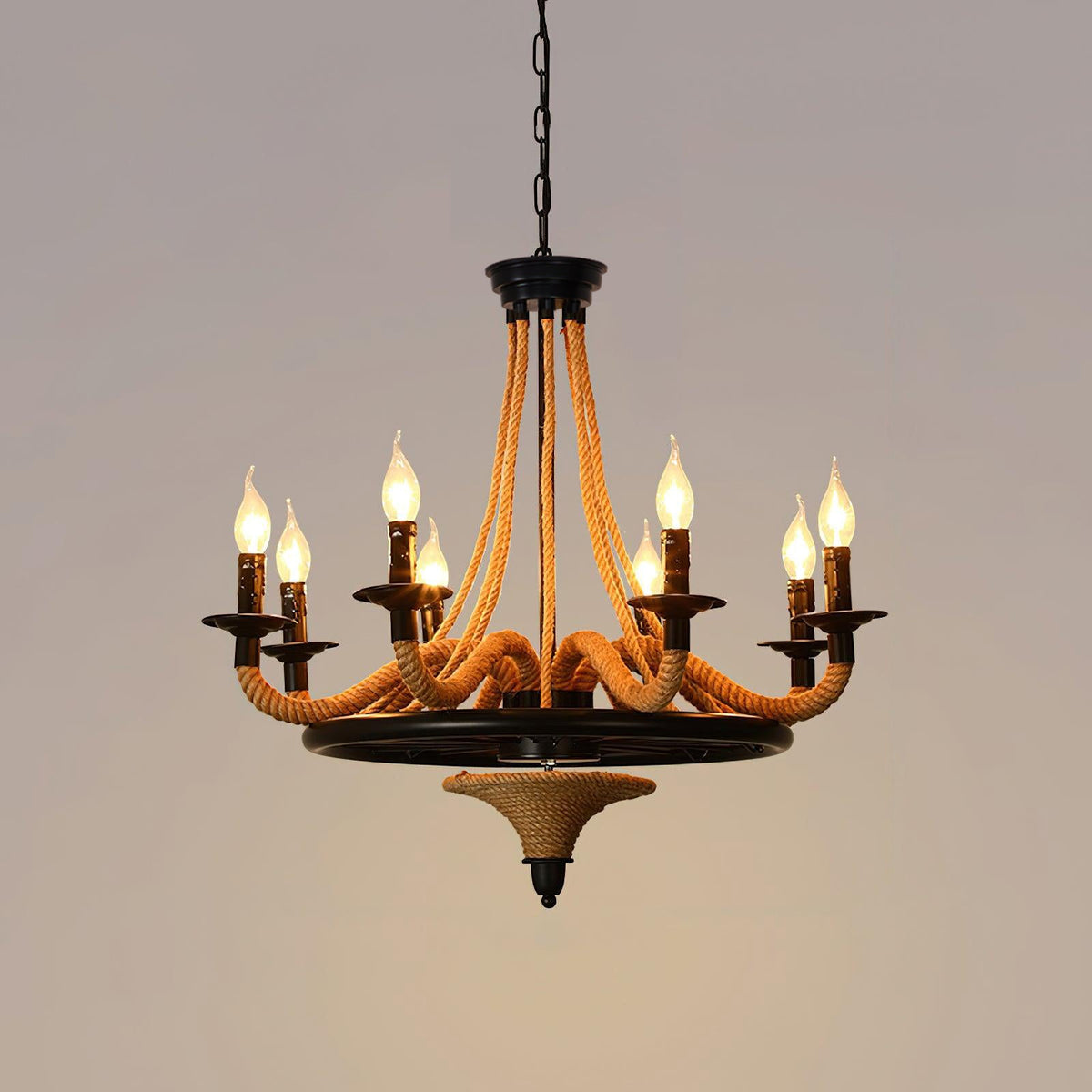 Hemp Rope Industrial Large Wheel Chandelier Position 23