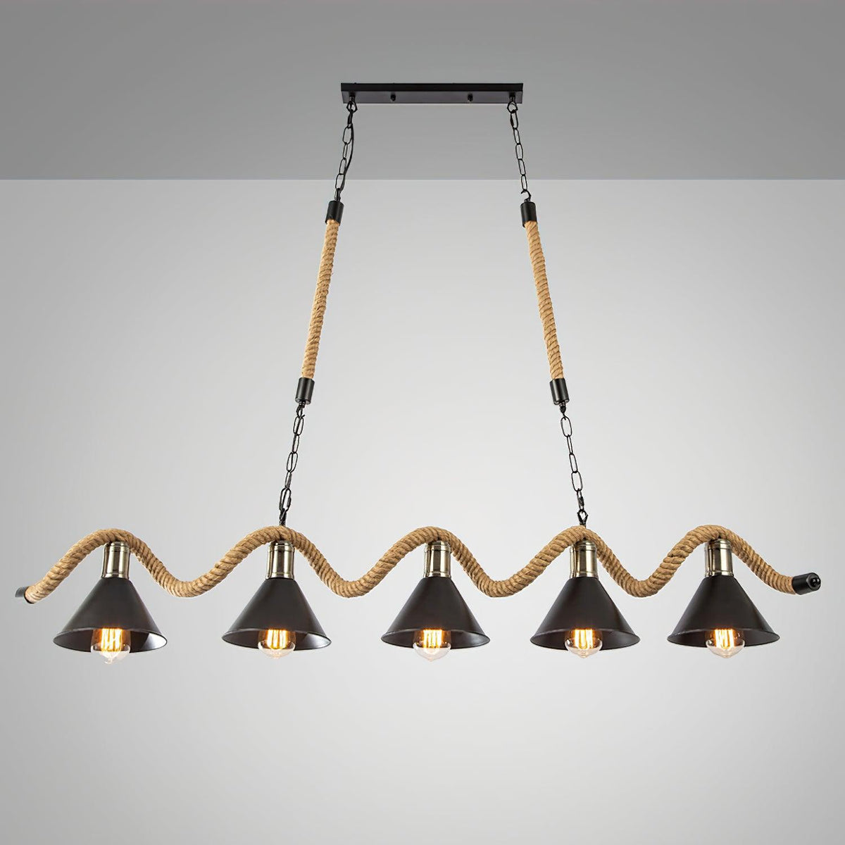 Hemp Rope Industrial Wave Chandelier Position 18