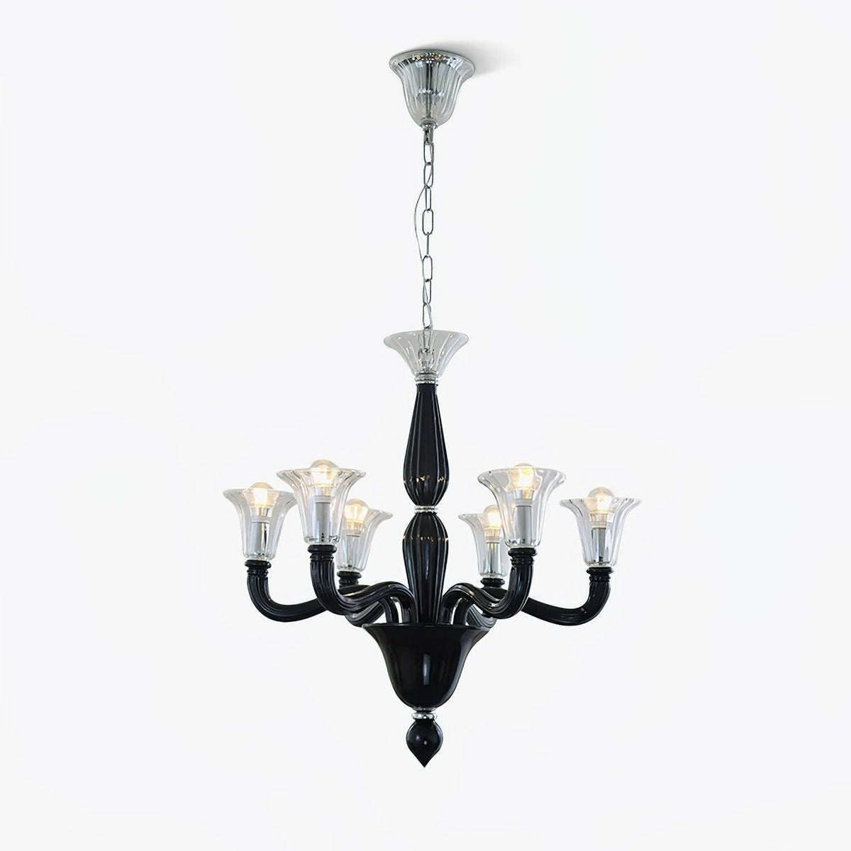 Black Candle Chandelier with Adjustable Arms