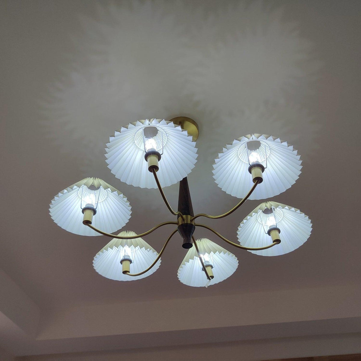 Walnut Chandelier with Adjustable Height