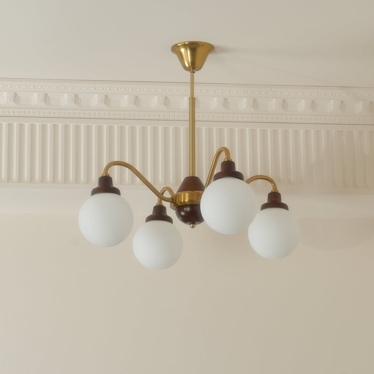 Solid Wood Chandelier, Bean-Shaped Design