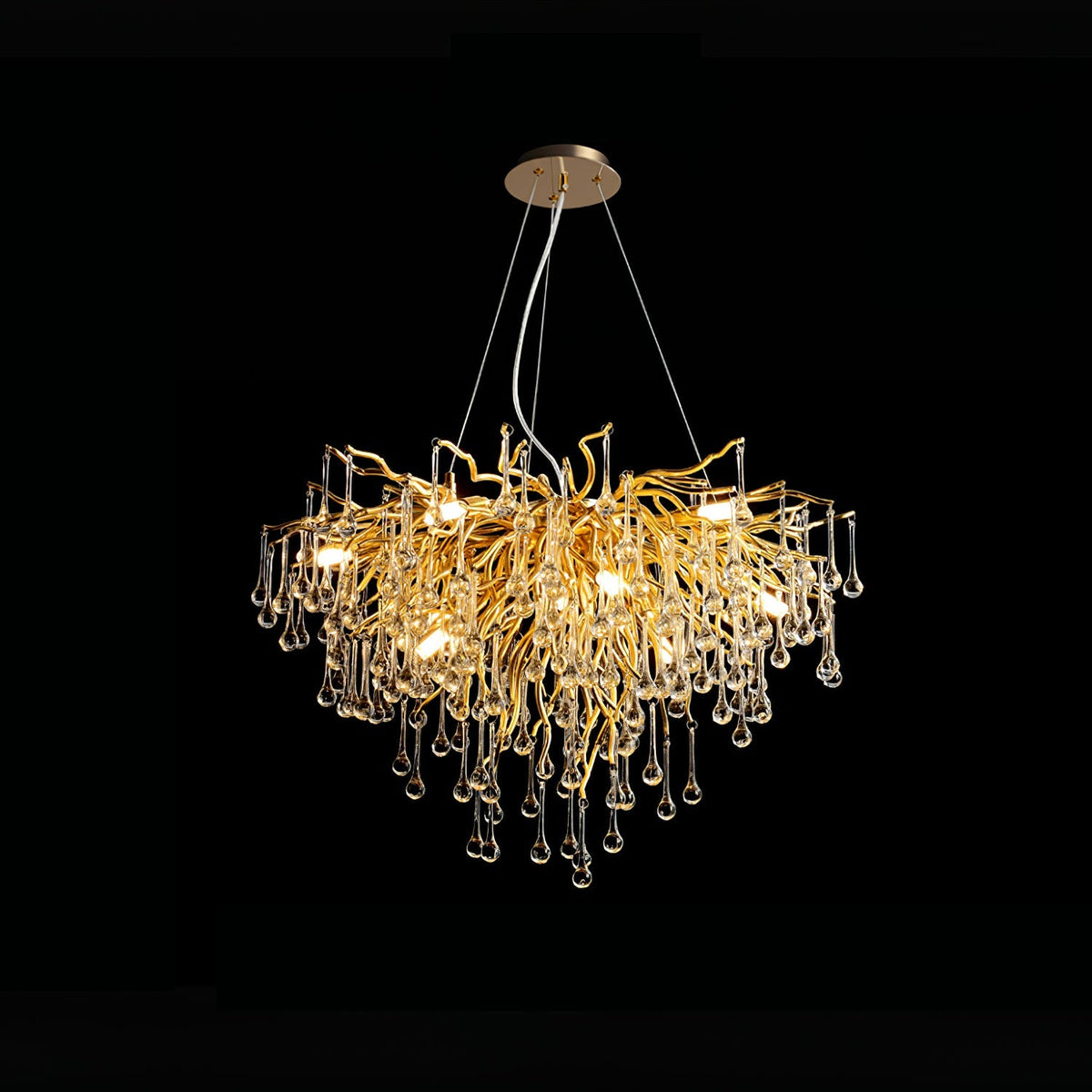 Teardrop Crystal Chandelier with Dimmable Light