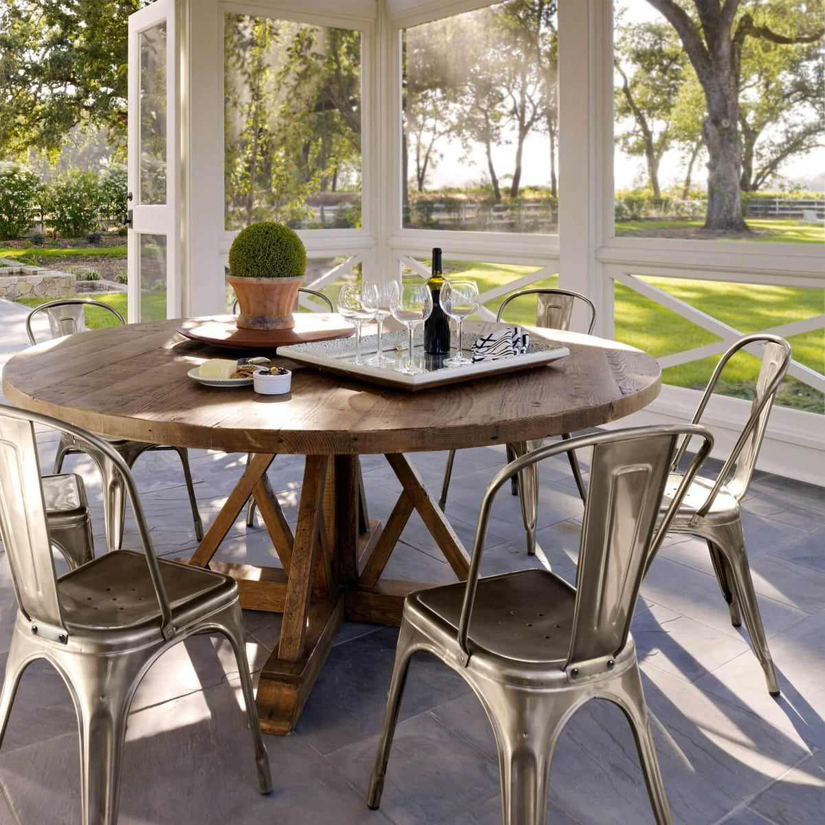 Ergonomic Dining Chairs with Sturdy Metal Frame — front view
