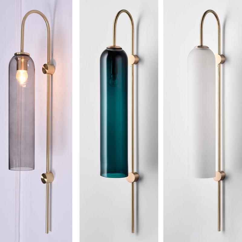 Sleek Glass Wall Lamp, 7 Glass Colors