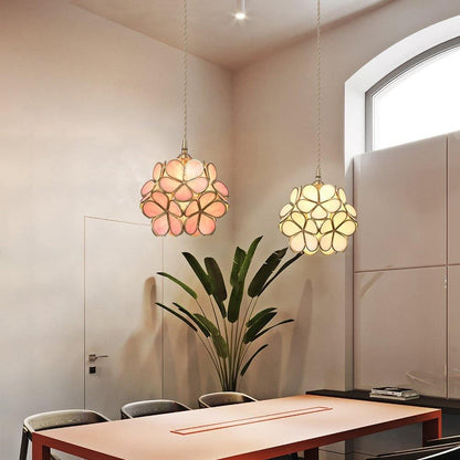 Glass Petal Pendant Light, Soft Ambient Glow — side view