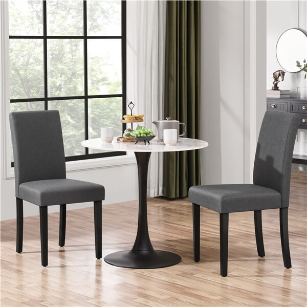 Upholstered Parsons Dining Chairs, Set of 2, Wooden Legs — lifestyle view