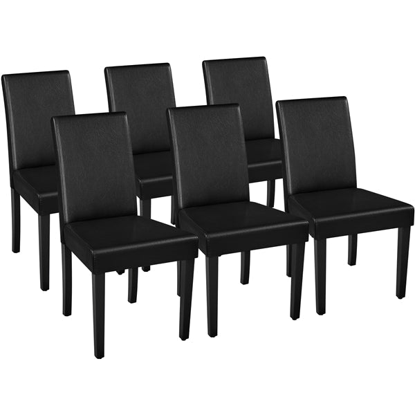 Armless Faux Leather Dining Chairs, Set of 6, Curved High Back — detail view