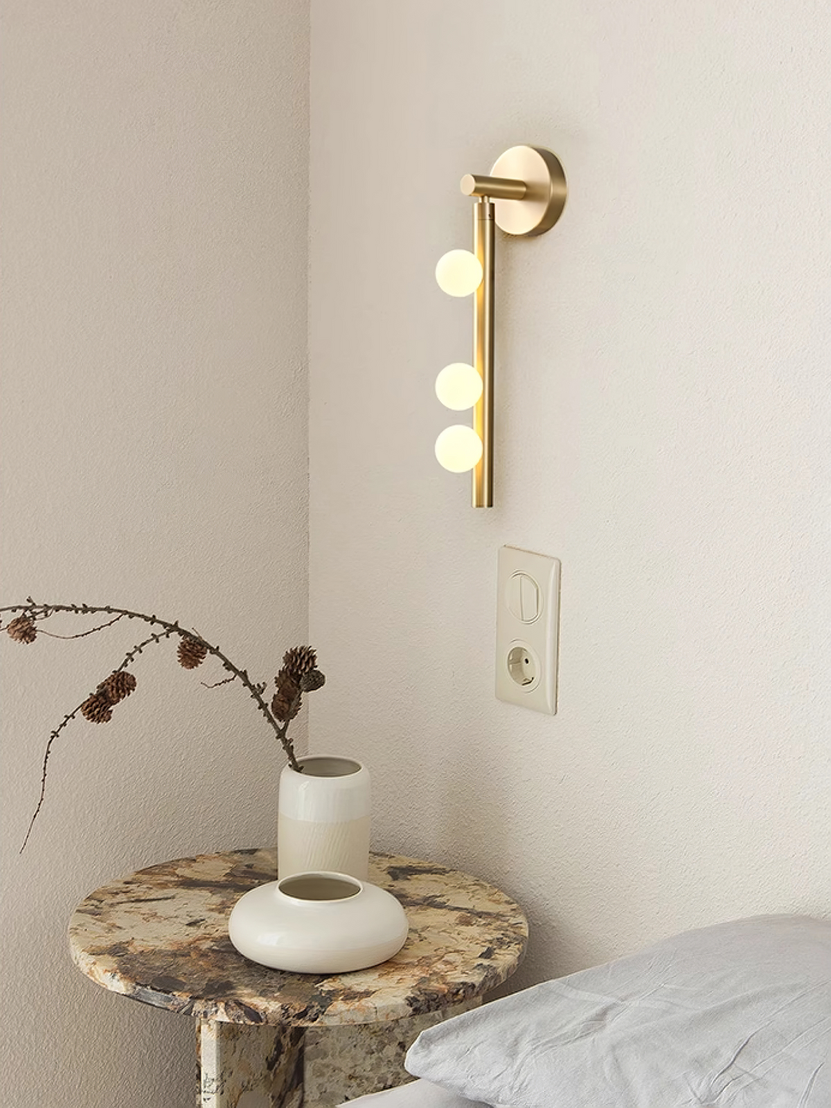 Brass Glass Tube Wall Lamp with Adjustable Lighting