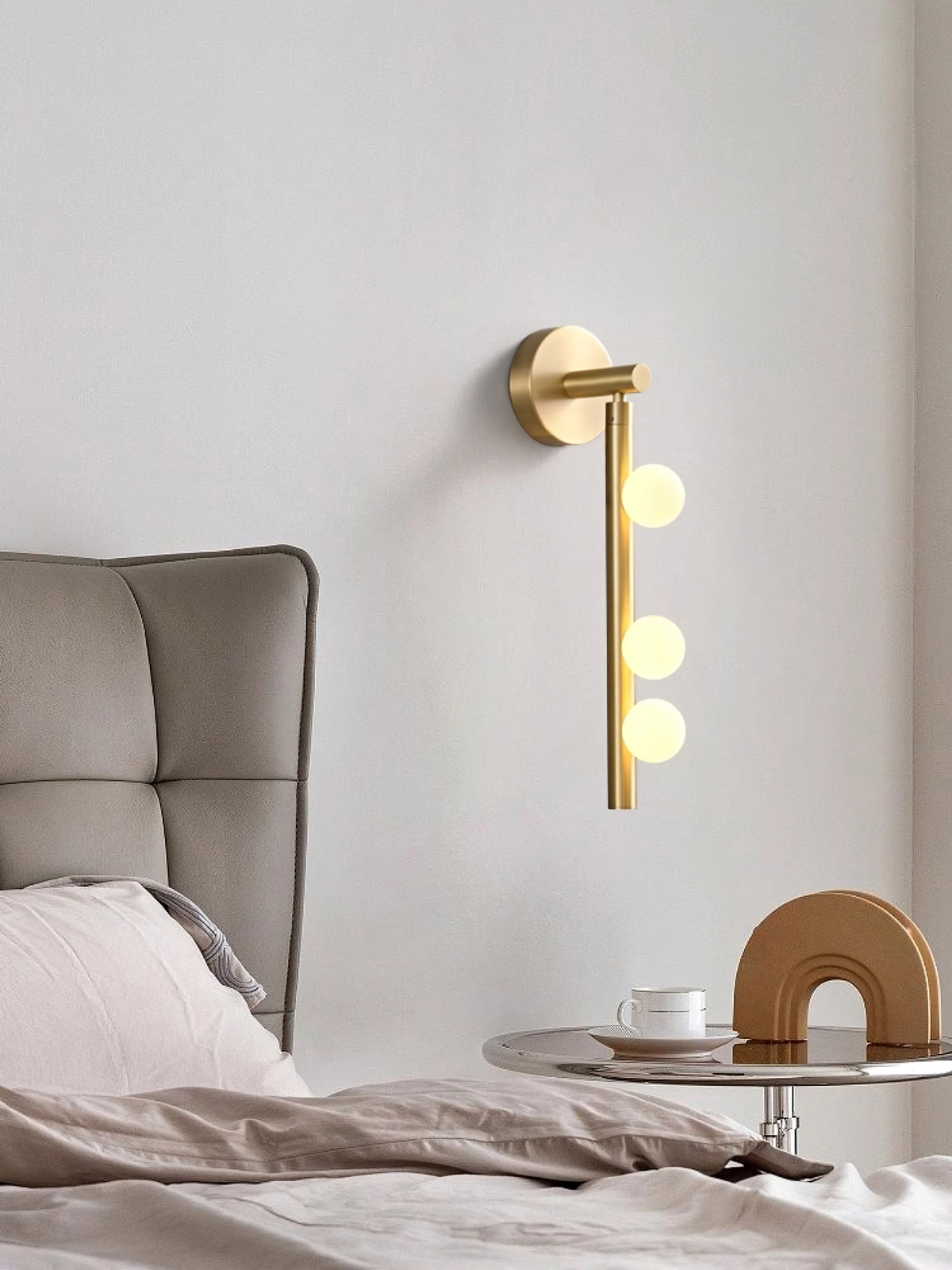 Brass Glass Tube Wall Lamp with Adjustable Lighting