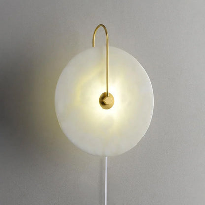 Alabaster LED Plug-In Wall Lamp, Dimmable — side view