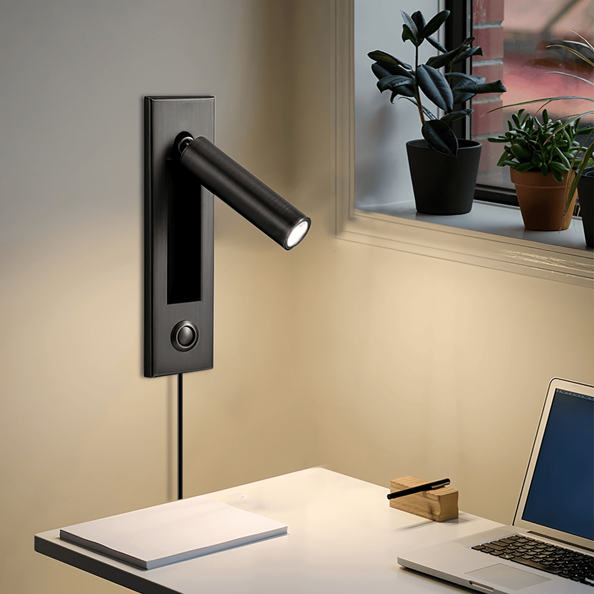 Bedside Plug-In Wall Sconce with USB Charging