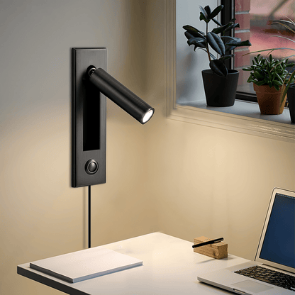 Bedside Plug-In Wall Sconce with USB Charging