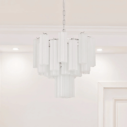 Frosted Glass Tubes Chandelier, Modern Design — front view