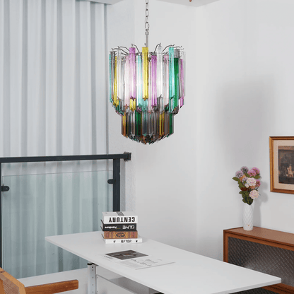 Colorful Prismatic Glass Chandelier with Adjustable Height — lifestyle view
