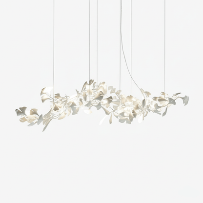 Porcelain Ginkgo Chandelier - Handcrafted, Energy Efficient Lighting — side view