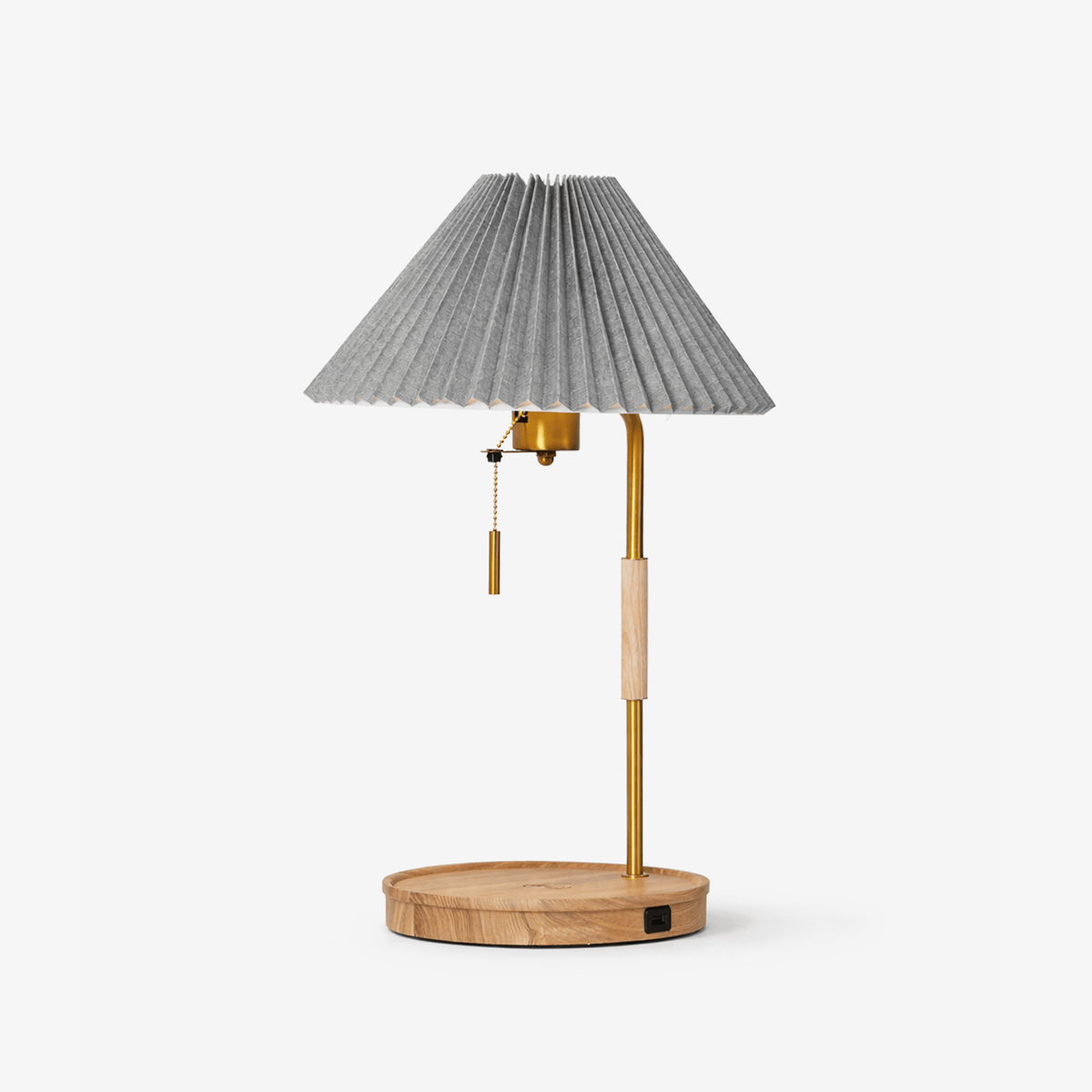 Retro Wooden Table Lamp, Dimmable LED — detail view