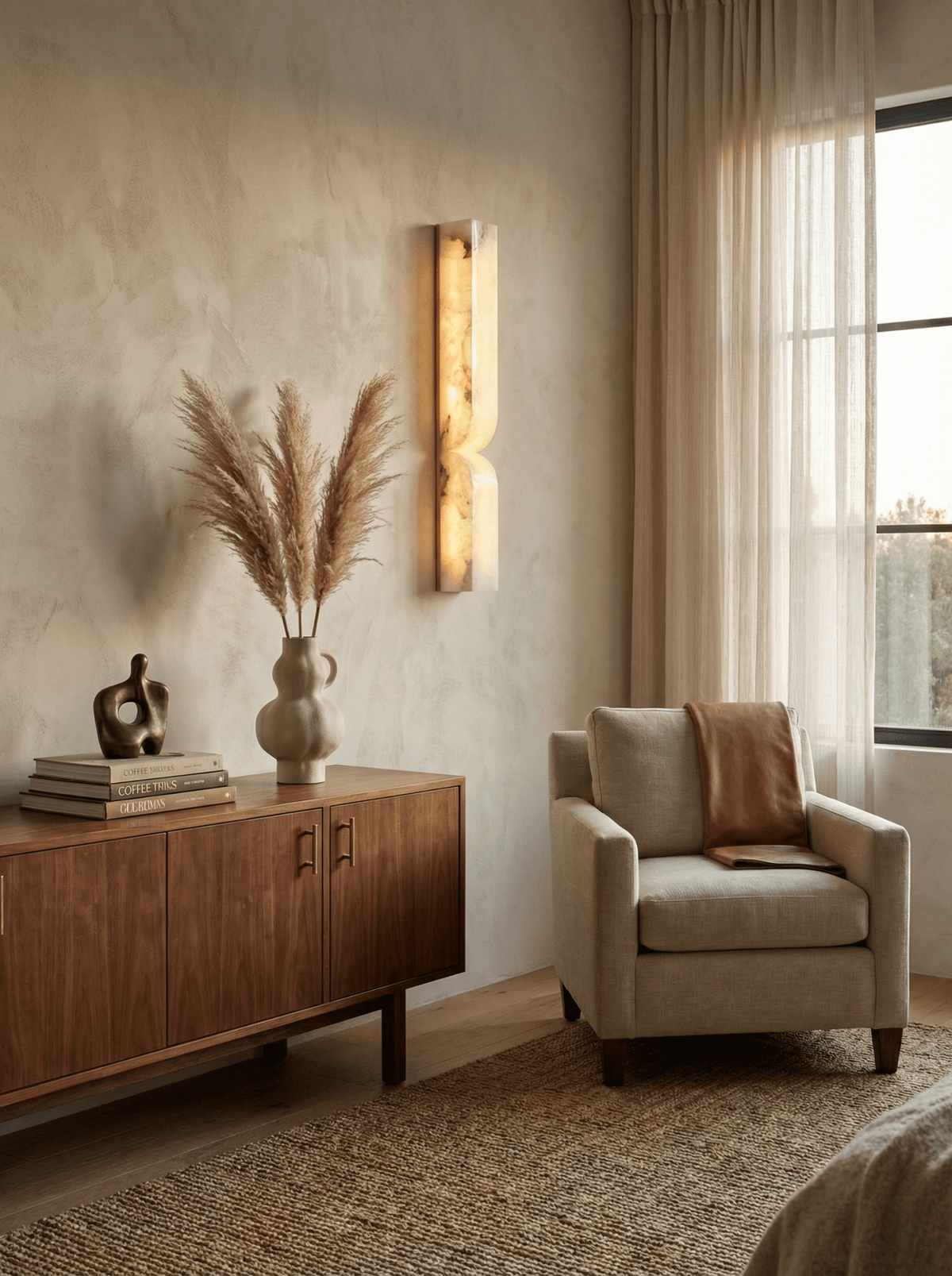 Alabaster Wall Sconce with Adjustable Light Direction