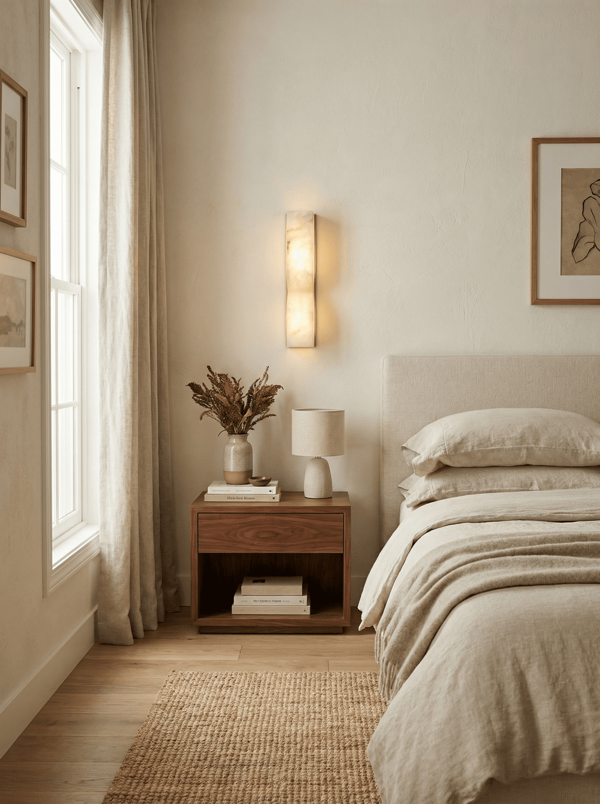 Alabaster Wall Sconce with Adjustable Light Direction