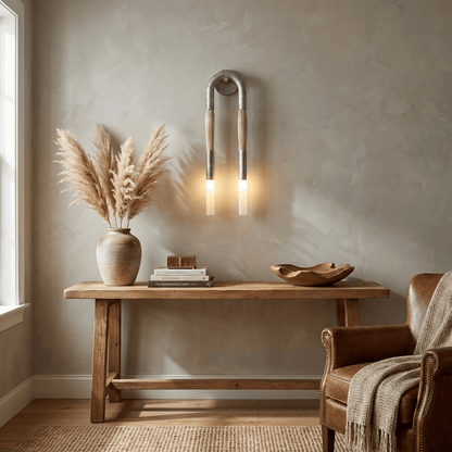 Horsehair Wall Lamp with Adjustable Light — front view