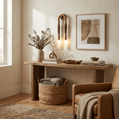 Horsehair Wall Lamp with Adjustable Light — lifestyle view