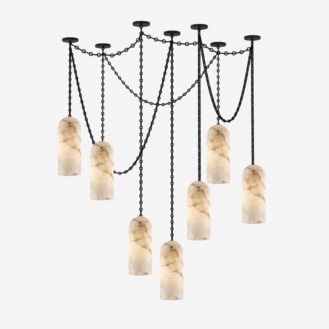 Cascading Capsule Chandelier with Adjustable Heads