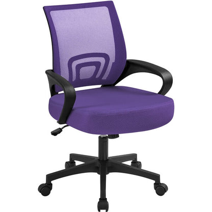 Brennware Mid-Back Mesh Office Chair Ergonomic Lumbar Support in Purple – detail view