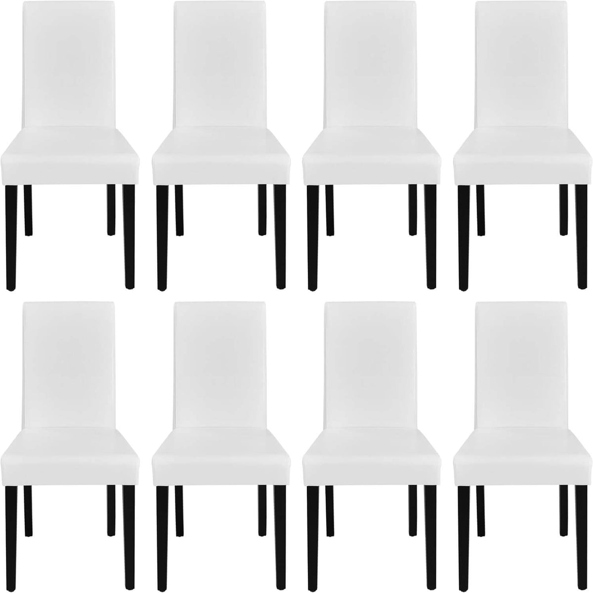 Faux Leather Dining Chairs, Set of 8, High-Backed Design — side view