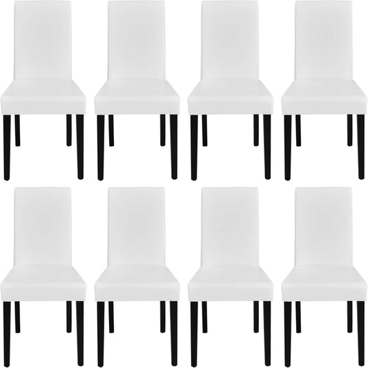 Faux Leather Dining Chairs, Set of 8, High-Backed Design — side view