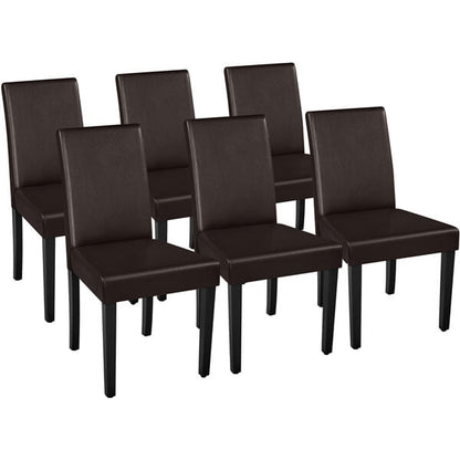 Armless Faux Leather Dining Chairs, Set of 6, Curved High Back — side view