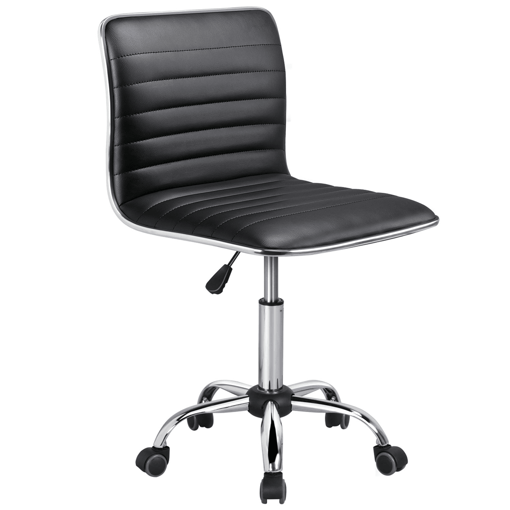 PU Leather Low-Back Office Chair with Adjustable Height & Chrome Base — alternate angle