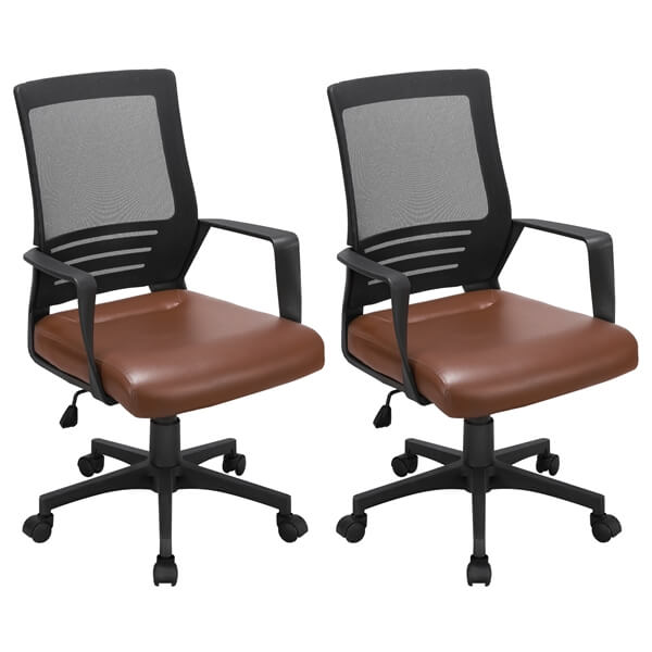 Mesh & PU Leather Office Chair with Adjustable Height & Tilt — front view