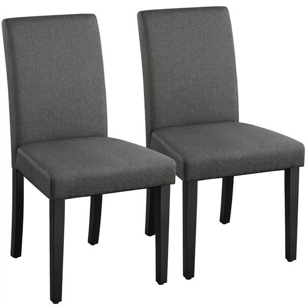 Upholstered Parsons Dining Chairs, Set of 2, Wooden Legs — side view