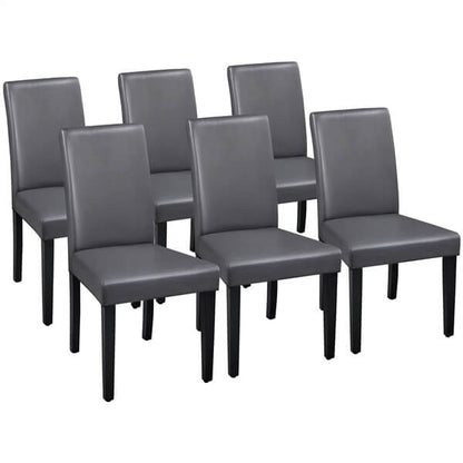 Armless Faux Leather Dining Chairs, Set of 6, High Back — side view