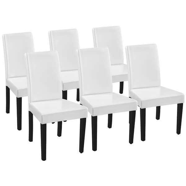 Faux Leather Dining Chairs, Set of 6, with Curved High Back — side view