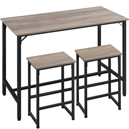 3-Piece Modern Dining Table Set with Metal Frame — side view
