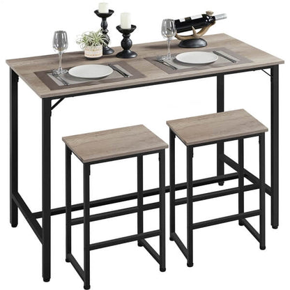 3-Piece Modern Dining Table Set with Metal Frame — front view