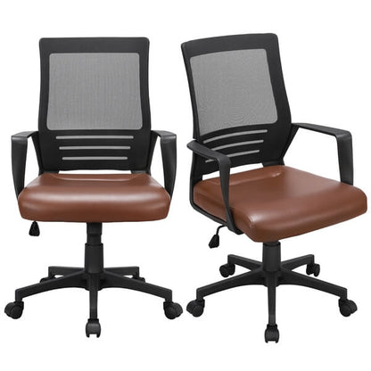 Brennware Mesh PU Leather Office Chair Adjustable Height Tilt in Black – side view