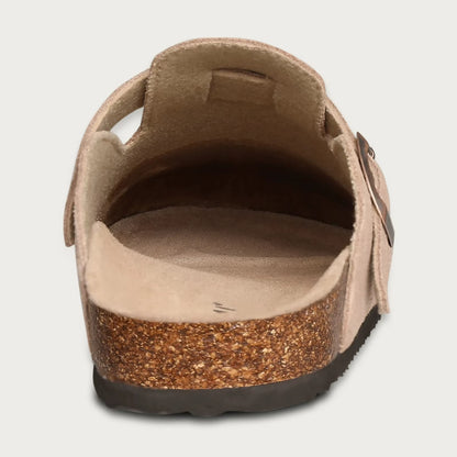Women's Half Drag Sandals Clogs - Fashionable Cork Suede Mules Slippers with Classic Antislip Design and Arch Support for Outdoor Use