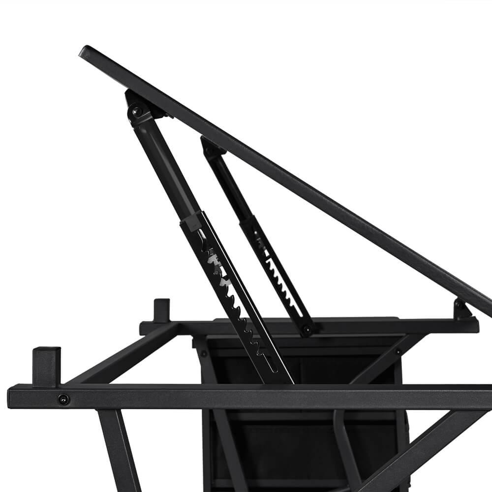 Adjustable Drafting Table with Tilting Surface & Fabric Drawers — front view