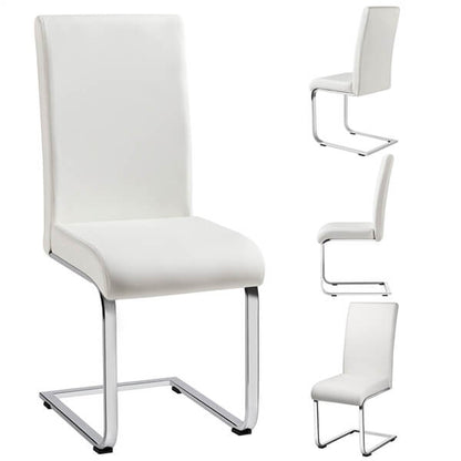 Faux Leather Dining Chairs, Set of 6, with Silver-Plated Legs — detail view