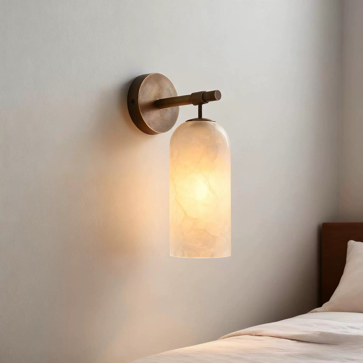 Pillar Alabaster Wall Sconce, Soft Ambient Light