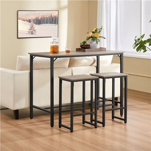 Counter Height Kitchen Table Set with 2 Bar Stools, Modern Design — front view