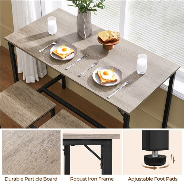 Counter Height Kitchen Table Set with 2 Bar Stools, Modern Design — alternate angle